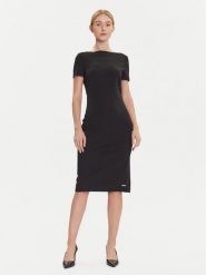 Calvin Klein Sukienka koktajlowa LV044D063G Czarny Slim Fit. Czarne sukienki Calvin Klein, bez wzorów, z syntetyku, wizytowe, bez kołnierzyka, bez ramiączek. Za 719.99 zł.