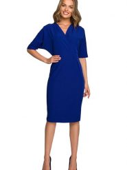 Stylove Sukienka w kolorze niebieskim rozmiar: XXL. Niebieskie sukienki Stylove, xxl, bez wzorów, bez kołnierzyka, bez ramiączek, midi. Za 222.95 zł.