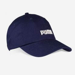 Czapka z daszkiem Puma. Niebieskie czapki z daszkiem Decathlon, bez wzorów, z bawełny, eleganckie. Za 49.99 zł.