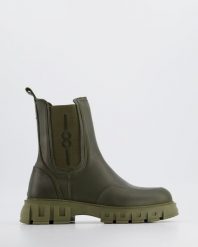 SZTYBLETY DAMSKIE 00363305 GREEN. Zielone botki Venezia, bez wzorów, ze skóry, bez obcasa, bez zapięcia. Za 279.00 zł.