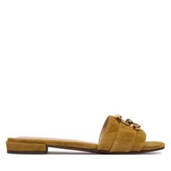 Klapki Coccinelle. Zielone klapki Coccinelle, bez wzorów, bez obcasa, bez zapięcia. Za 849.99 zł.