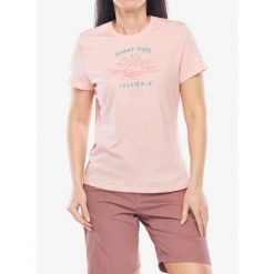 Koszulka z nadrukiem damska Columbia Ruby Springs Graphic Fitted. Czerwone t-shirty sportowe Columbia, bez wzorów, bez ramiączek. Za 79.99 zł.
