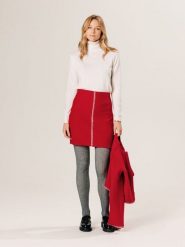 Rodier Wełniana spódnica w kolorze czerwonym rozmiar: L. Czerwone spódnice Rodier, l, z aplikacjami, z wełny, klasyczne, mini. Za 274.99 zł.