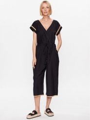 Iconique Kombinezon IC23 117 Czarne rodowanie Regular Fit. Czarne sukienki Iconique, l, bez wzorów, z bawełny, bez kołnierzyka, bez ramiączek. Za 539.99 zł.