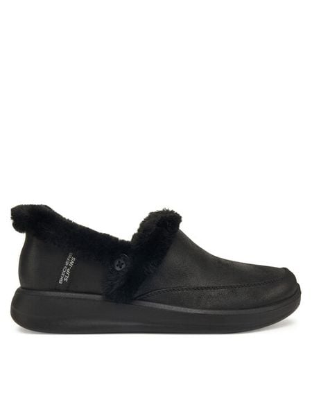 Skechers Kapcie Cozy Escape 168114/BBK Czarny. Czarne kapcie Skechers, bez wzorów, ze skóry. Za 209.99 zł.