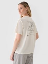 4F T-shirt regular z nadrukiem damski - biały XXL. Białe t-shirty 4f, xs, bez wzorów, z bawełny, klasyczne, bez kołnierzyka, bez ramiączek. W wyprzedaży za 29.99 zł.