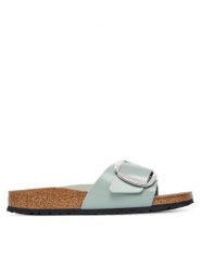 Birkenstock Klapki Madrid Big Buckle Hex 1031788 Zielony. Zielone klapki Birkenstock, bez wzorów, ze skóry, bez obcasa, bez zapięcia. Za 599.99 zł.
