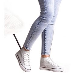 Srebrne wysokie trampki błyszczące Ranifali srebrny. Szare trampki bez wzorów, z gumy, sportowe, bez zapięcia. Za 74.48 zł.