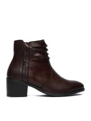 Rieker Botki CEO-73953-27 Brązowy. Brązowe botki Rieker, bez wzorów, ze skóry, bez obcasa, na słupku, bez zapięcia. Za 449.99 zł.