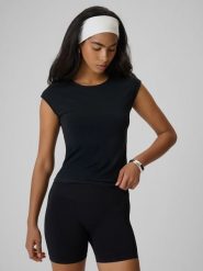 4F T-shirt slim z modalem damski - czarny XL. Czarne t-shirty 4f, xl, bez wzorów, z dzianiny, bez kołnierzyka, bez ramiączek. Za 49.99 zł.