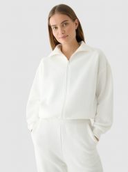 4F Bluza crop top rozpinana bez kaptura damska - biała L. Białe bluzy bez kaptura 4f, l, bez wzorów, z bawełny, bez kaptura. W wyprzedaży za 79.99 zł.