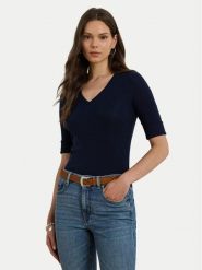 LAUREN RALPH LAUREN Bluzka 200815843010 Granatowy Slim Fit. Niebieskie bluzki Lauren Ralph Lauren, m, bez wzorów, z bawełny, bez kołnierzyka, bez ramiączek. Za 249.99 zł.