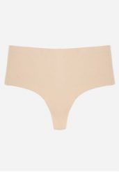 Beżowe Majtki Stringi High Waist o Bezszwowym Wykończeniu Oreasa. Brązowe stringi Renee, bez wzorów. Za 29.99 zł.