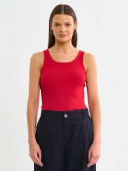 BIG STAR Top w kolorze czerwonym rozmiar: S. Czerwone topy BIG STAR, s, bez wzorów, retro, bez kołnierzyka, bez ramiączek. Za 52.55 zł.