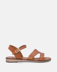 SKÓRZANE BRĄZOWE SANDAŁY DAMSKIE 71-136 LT BROWN. Brązowe sandały Venezia, bez wzorów, ze skóry, bez obcasa, bez zapięcia. Za 199.00 zł.