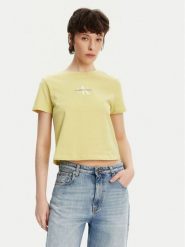 Calvin Klein Jeans T-Shirt Monologo J20J223113 Żółty Slim Fit. Żółte t-shirty Calvin Klein Jeans, m, bez wzorów, z bawełny, bez kołnierzyka, bez ramiączek. Za 109.99 zł.