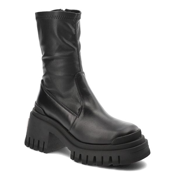 Czarne Botki Carinii Stylowe Obuwie Damskie. Czarne botki Carinii, bez wzorów, ze skóry, eleganckie, bez obcasa, bez zapięcia. Za 569.00 zł.