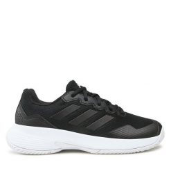 Buty do tenisa adidas. Czarne buty treningowe adidas, bez wzorów, bez zapięcia, tenisowe. Za 209.99 zł.