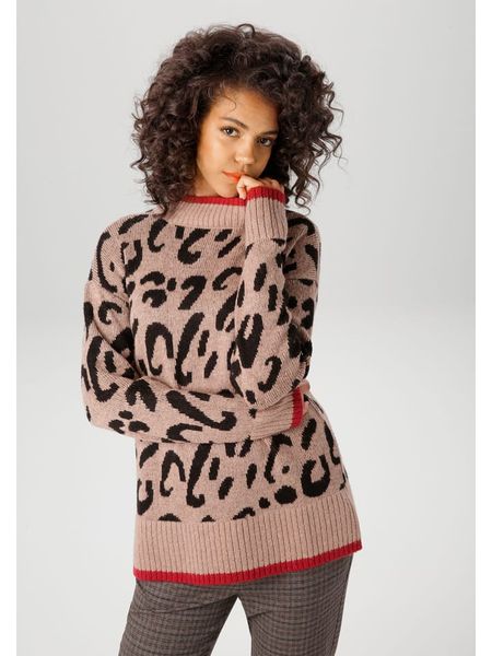 Aniston Sweter w kolorze jasnobrązowo-czarnym rozmiar: 38. Brązowe swetry Aniston, bez wzorów, bez ramiączek. Za 86.95 zł.