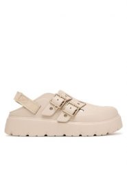 Crocs Sandały Loaferette Clog 214105 Beżowy. Brązowe sandały Crocs, bez wzorów, z tworzywa sztucznego, bez obcasa, na płaskiej podeszwie, bez zapięcia. Za 319.99 zł.