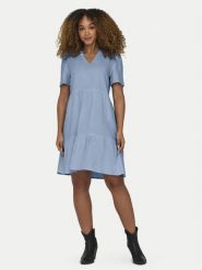 ONLY Sukienka letnia Tiri-Caro 15310970 Błękitny Regular Fit. Niebieskie sukienki ONLY, m, bez wzorów, ze lnu, bez kołnierzyka, bez ramiączek. Za 149.99 zł.