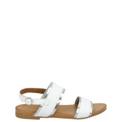 BIAŁE SANDAŁY 030020684 WHITE. Białe sandały Venezia, bez wzorów, ze skóry, bez obcasa, bez zapięcia. Za 169.00 zł.