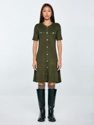 BIG STAR Sukienka w kolorze khaki rozmiar: XL. Brązowe sukienki BIG STAR, na co dzień, xl, bez wzorów, retro, bez kołnierzyka, bez ramiączek, midi, proste. Za 99.99 zł.