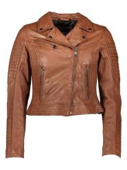 HIS Skórzana kurtka w kolorze janobrązowym rozmiar: 36. Brązowe kurtki HIS, bez wzorów, ze skóry, bez kaptura. Za 335.82 zł.