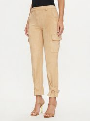 Guess Spodnie materiałowe New Marzia W4YB08 WE0L0 Beżowy Relaxed Fit. Brązowe spodnie materiałowe Guess, z aplikacjami, z materiału. Za 339.99 zł.