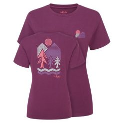 Koszulka damska bawełniana Rab Women's Tuku Vista Tee z krótkim rękawem. Fioletowe t-shirty sportowe RAB, m, bez wzorów, z bawełny, bez ramiączek. Za 149.99 zł.