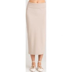 SPÓDNICA ERMES Max Mara Leisure. Brązowe spódnice Max Mara Leisure, na co dzień, l, z aplikacjami, z bawełny, midi, proste. Za 203.40 zł.