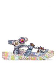 Laura Vita Sandały Beczierso 33 Niebieski. Niebieskie sandały LAURA VITA, bez wzorów, ze skóry, bez obcasa, na płaskiej podeszwie, bez zapięcia. Za 409.99 zł.