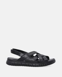CZARNE SANDAŁY DAMSKIE 1080 BLACK. Czarne sandały Venezia, bez wzorów, ze skóry, bez obcasa, bez zapięcia. Za 269.00 zł.
