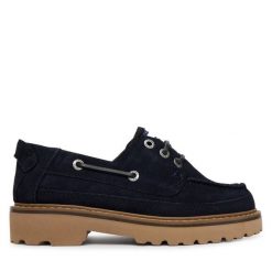 Półbuty Tommy Jeans. Niebieskie półbuty wsuwane Tommy Jeans, bez wzorów, z jeansu, bez obcasa, na płaskiej podeszwie. Za 569.99 zł.