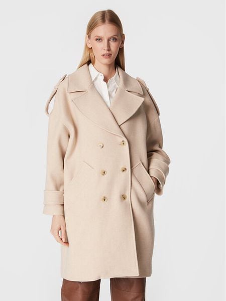Ba&sh Płaszcz wełniany Monteau Tonio 1H22TONI Beżowy Oversize. Brązowe płaszcze Ba&sh, na zimę, xs, bez wzorów, z wełny, bez kaptura. Za 2,279.00 zł.