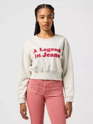 DAMSKA BLUZA WRANGLER RELAXED SWEATSHIRT OAT 112362582. Bluzy Wrangler, xs, bez wzorów, bez ramiączek, bez kaptura. Za 149.99 zł.