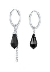 Elli Damskie kreole zawieszka łańcuch krople z kryształem w srebrze próby 925 Sterling Silver Kolczyki koła 1 ct. Szare kolczyki Elli, srebrne. Za 198.99 zł.