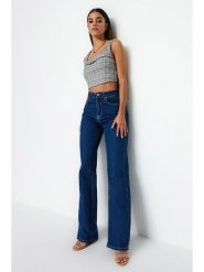 Trendyol Dżinsy - Comfort fit - w kolorze niebieskim rozmiar: 40. Niebieskie jeansy Trendyol, bez wzorów, klasyczne, z podwyższonym stanem. Za 110.04 zł.