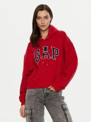 Gap Bluza 523563-17 Czerwony Relaxed Fit. Czerwone bluzy GAP, m, bez wzorów, z bawełny, bez kaptura. Za 189.99 zł.
