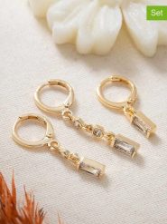 Lodie Silver Pozłacane kolczyki-kreole (3 szt.) z cyrkoniami rozmiar: onesize. Szare kolczyki Lodie Silver, z cyrkonią, metalowe. Za 43.99 zł.