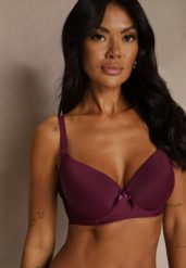 Ciemnofioletowy Biustonosz o Gładkim Wykończeniu z Kokardką Phiphise. Fioletowe biustonosze Renee, bez wzorów. Za 24.99 zł.