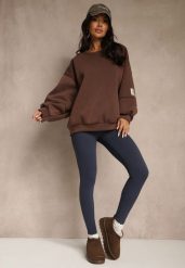 Granatowe Legginsy High Waist z Szeroką Gumką w Talii Aithala. Niebieskie legginsy Renee, bez wzorów, z dzianiny. Za 69.99 zł.