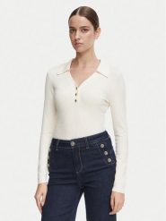 Morgan Sweter 252-MBANOU Kremowy Slim Fit. Białe swetry Morgan, xl, bez wzorów, z wiskozy, bez ramiączek. Za 189.99 zł.