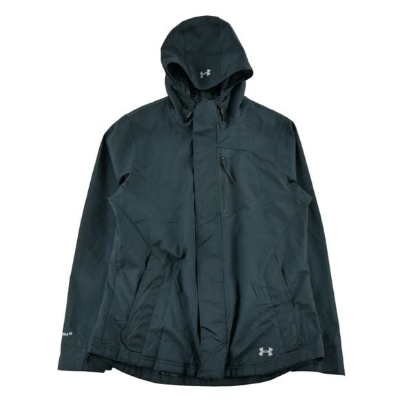 Second life - Under Armour parka damska Storm 2 - Jak nowy. Czarne płaszcze Under Armour, l, bez wzorów, z materiału, sportowe, bez kaptura. Za 255.56 zł.
