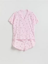 Dwuczęściowa piżama - lawendowy. Fioletowe piżamy Reserved, l, bez wzorów, z bawełny, bez kołnierzyka, bez ramiączek. Za 129.99 zł.