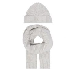 Zestaw szalik i czapka Calvin Klein Jeans. Szare szaliki i kominy Calvin Klein Jeans, bez wzorów, z jeansu. Za 209.99 zł.