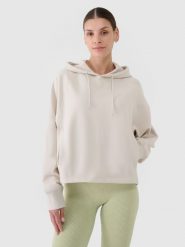 4F Bluza dresowa nierozpinana z kapturem damska - beżowa XL. Brązowe bluzy z kapturem 4f, xl, bez wzorów, z bawełny, z kapturem. W wyprzedaży za 99.99 zł.