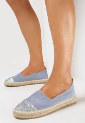 Niebieskie Espadryle Nysalenia. Niebieskie espadryle Born2be, bez wzorów, z okrągłym noskiem, bez obcasa. W wyprzedaży za 46.74 zł.