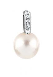 Nenalina Damski wisiorek okrągły mieniący się kryształami i perłą muszli w srebrze próby 925 Sterling Silver Naszyjniki 1 ct. Szare naszyjniki Nenalina, z materiału, z perłą, srebrne. Za 216.99 zł.