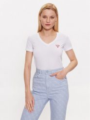 Guess T-Shirt W2YI45 J1314 Biały Slim Fit. Białe t-shirty Guess, xxl, z aplikacjami, z bawełny, bez kołnierzyka, bez ramiączek. Za 129.99 zł.